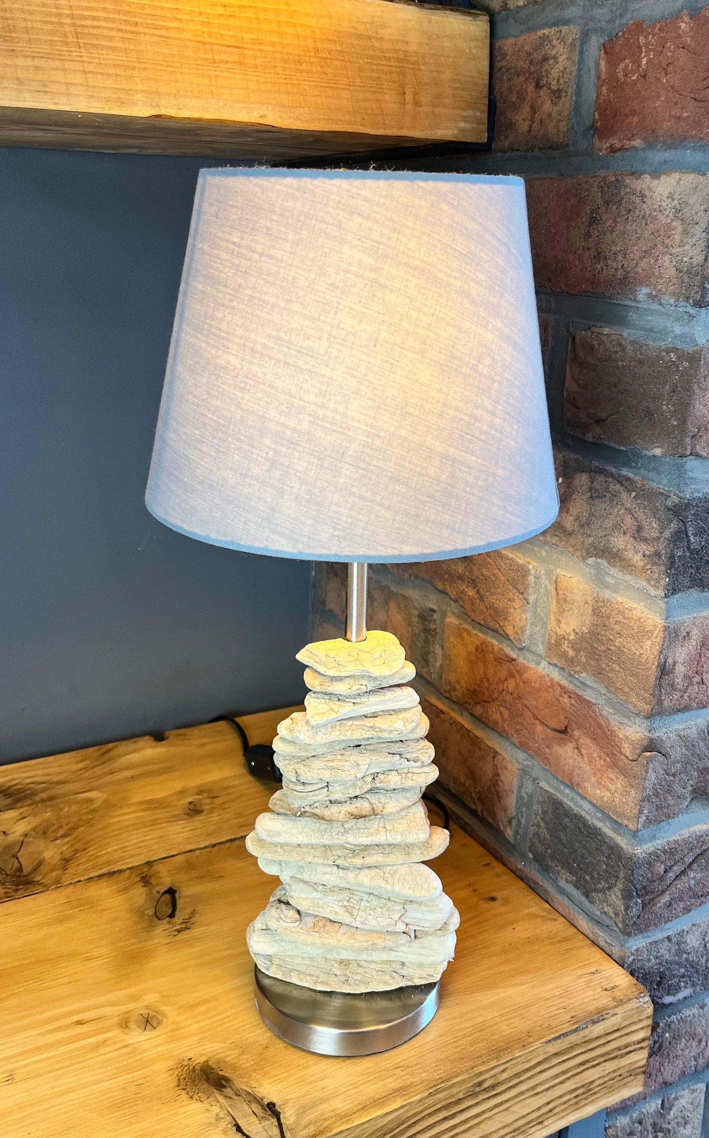 Handmade Driftwood Lamp with Bulb & Shade