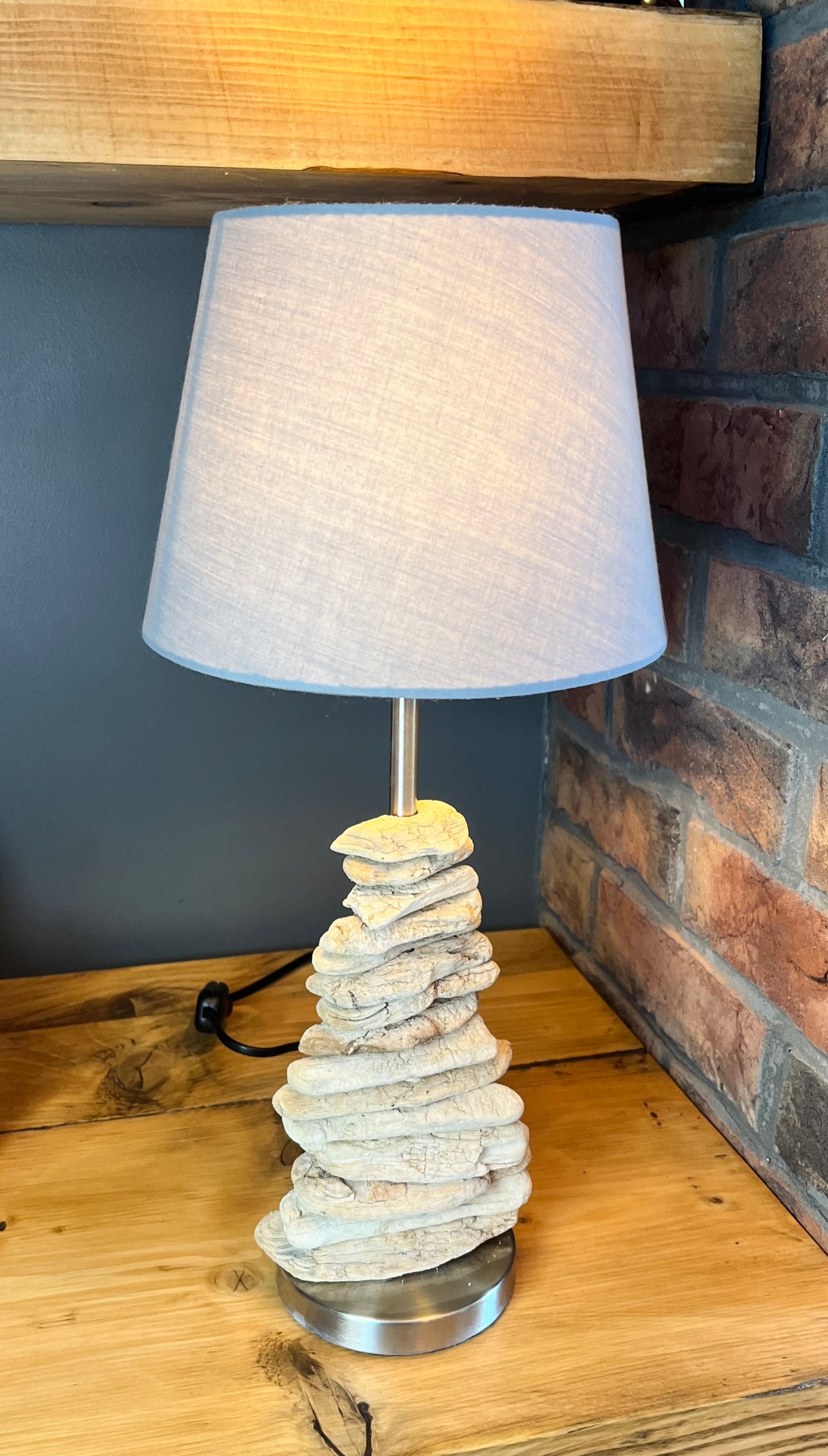 Handmade Driftwood Lamp with Bulb & Shade