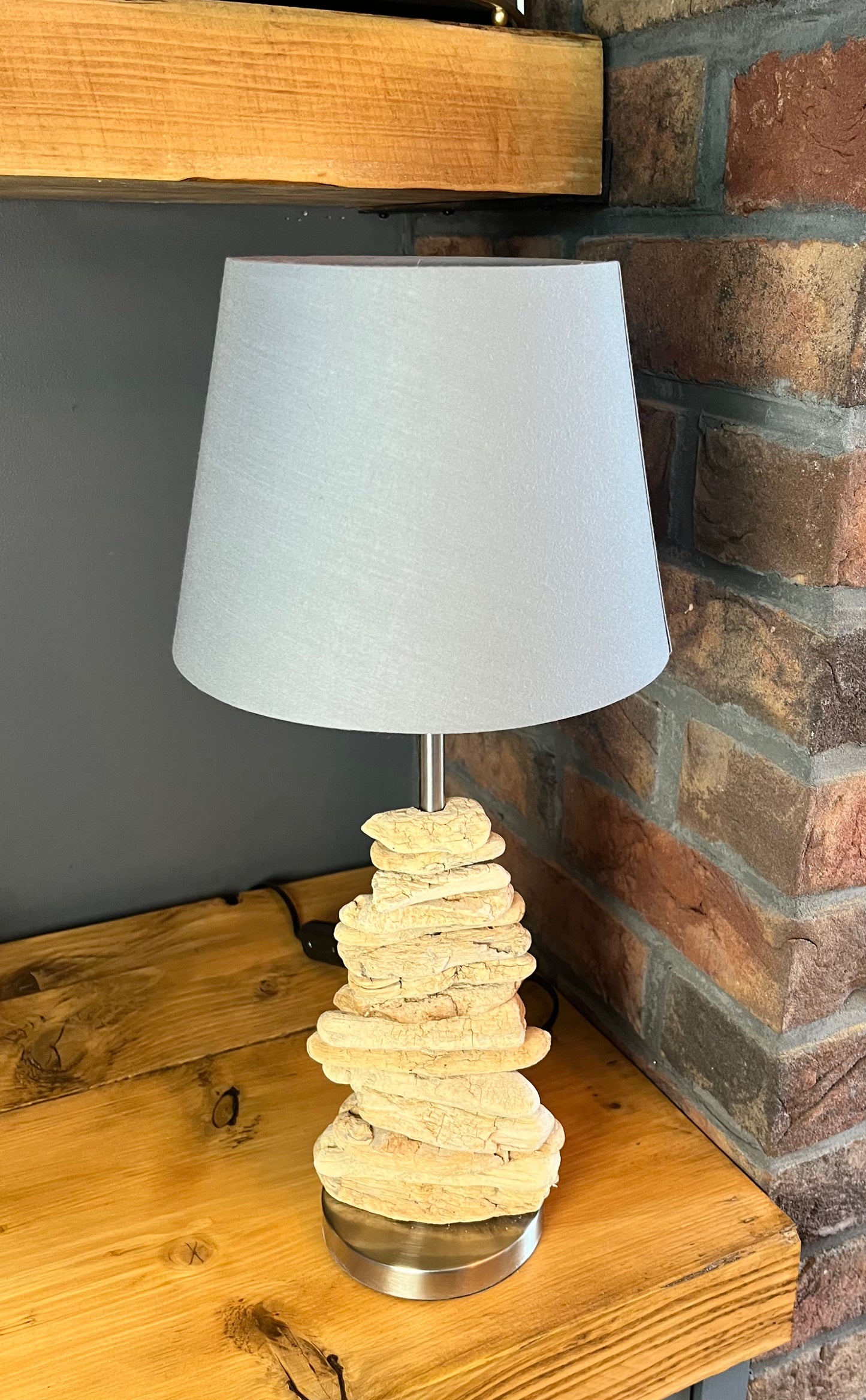Handmade Driftwood Lamp with Bulb & Shade