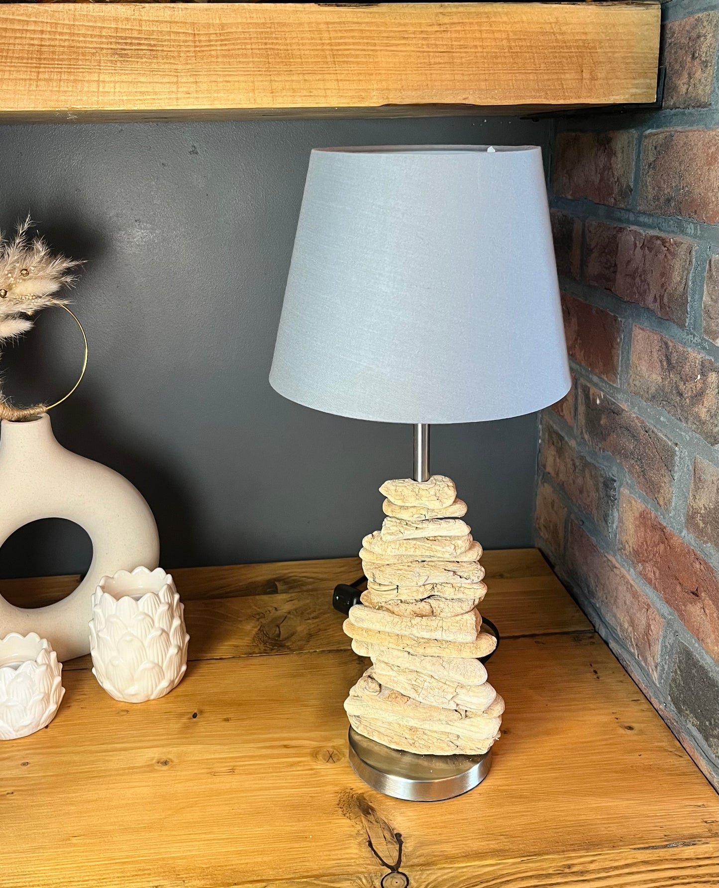 Handmade Driftwood Lamp with Bulb & Shade