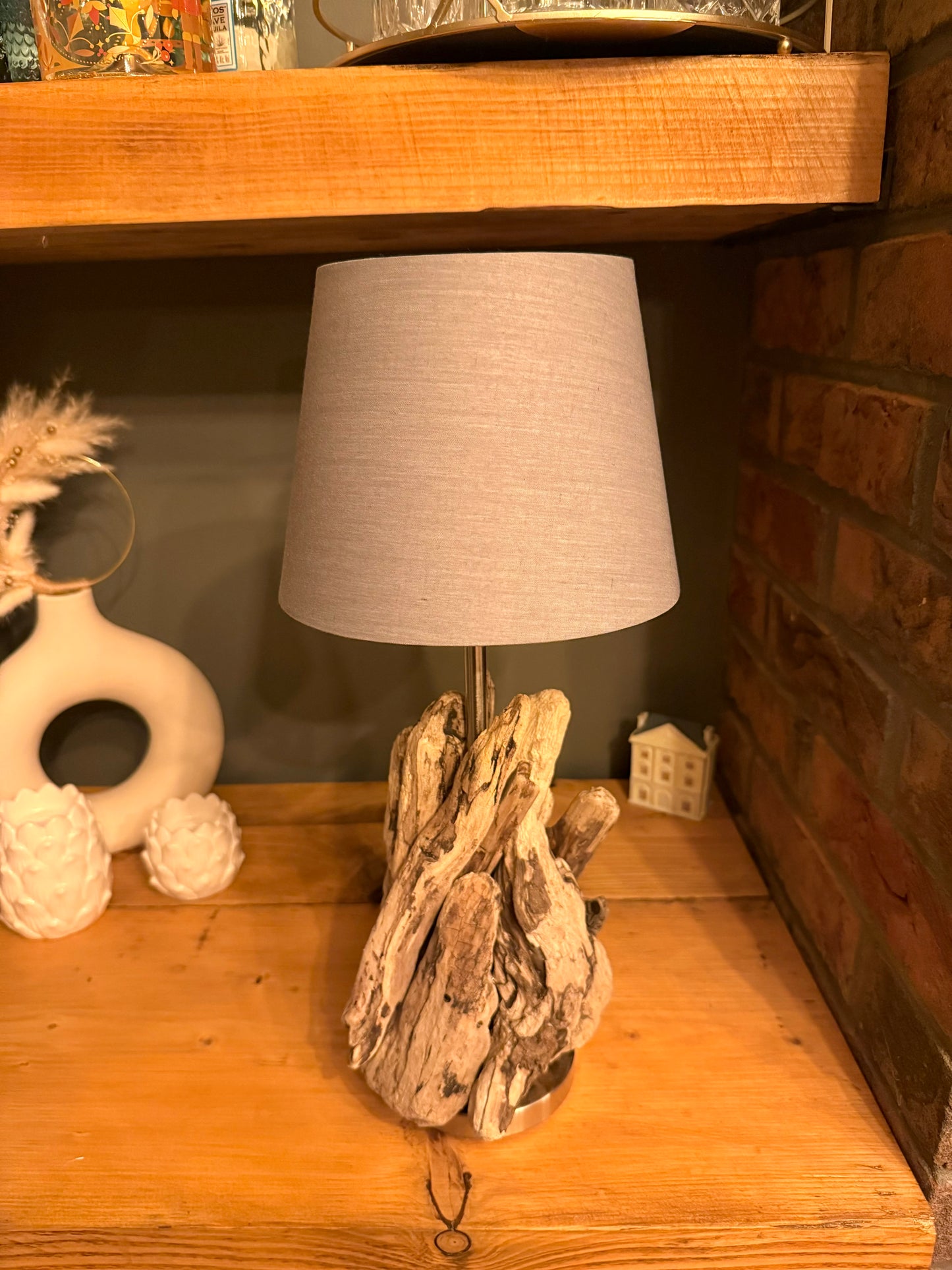 Handmade Chunky Driftwood Lamp with Bulb & Shade