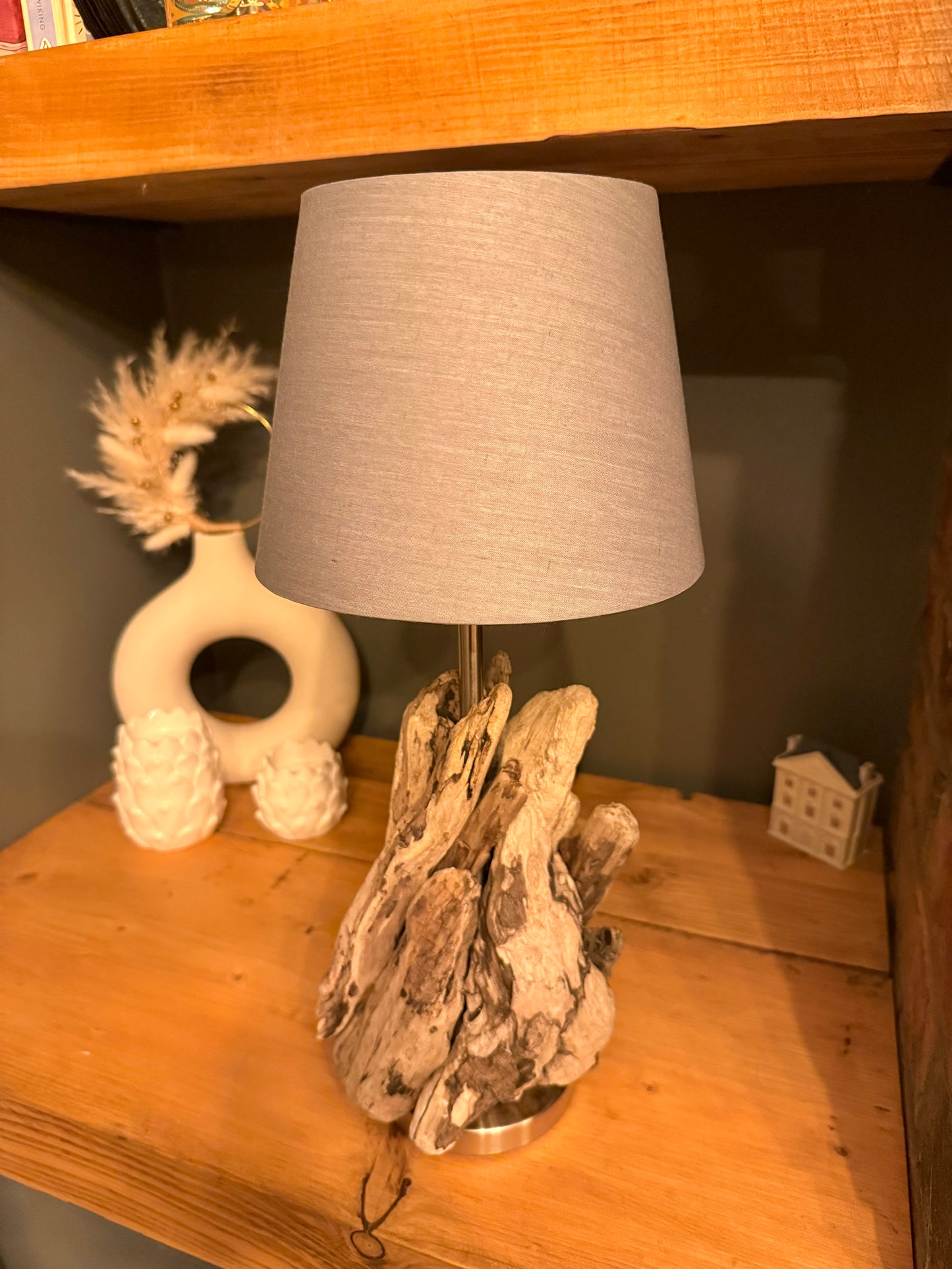 Handmade Chunky Driftwood Lamp with Bulb & Shade