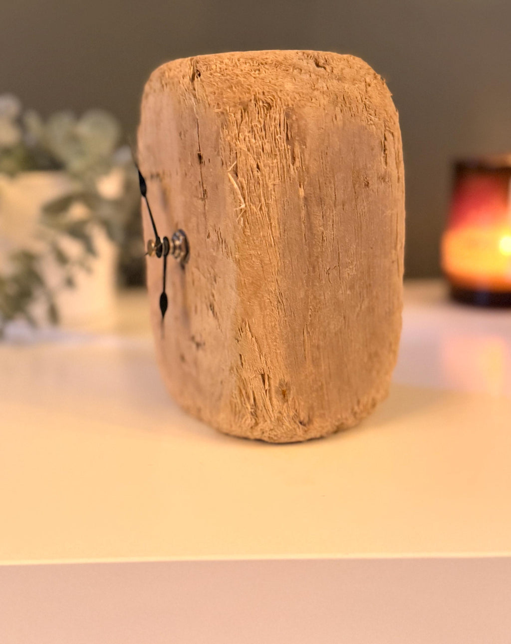 Handmade Driftwood Table Clock – Small Rustic Wooden Desk Clock