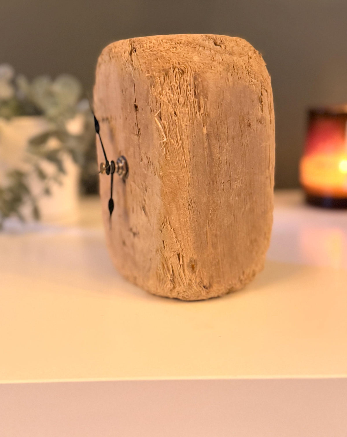 Handmade Driftwood Table Clock – Small Rustic Wooden Desk Clock