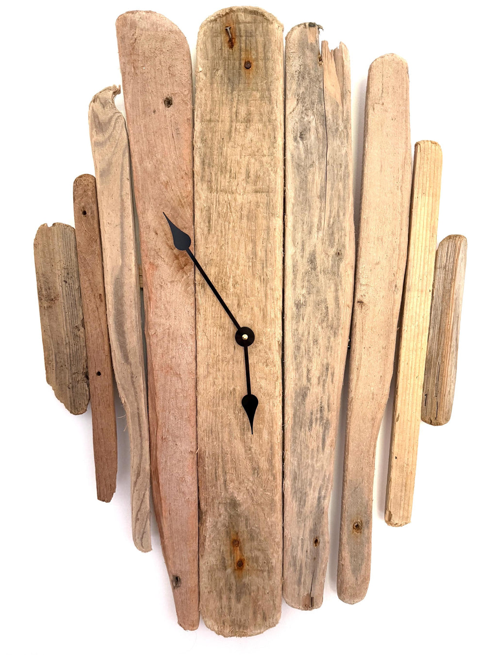 Large Handmade Driftwood Wall Clock – Rustic Reclaimed Wood Coastal Home Decor