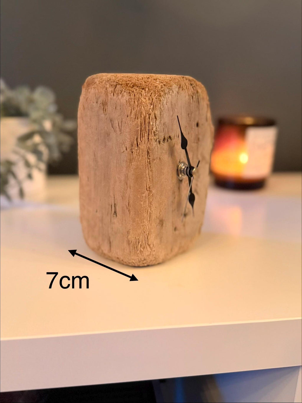 Handmade Driftwood Table Clock – Small Rustic Wooden Desk Clock
