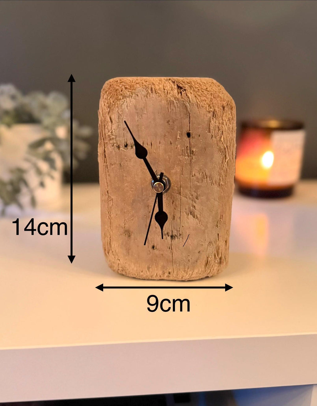 Handmade Driftwood Table Clock – Small Rustic Wooden Desk Clock