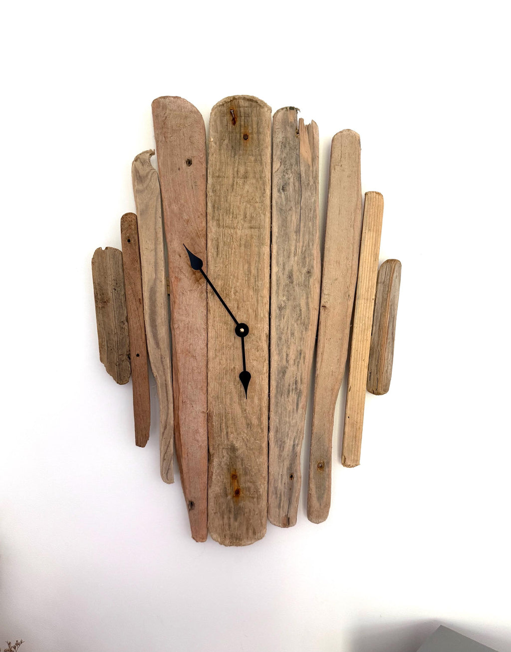Large Handmade Driftwood Wall Clock – Rustic Reclaimed Wood Coastal Home Decor