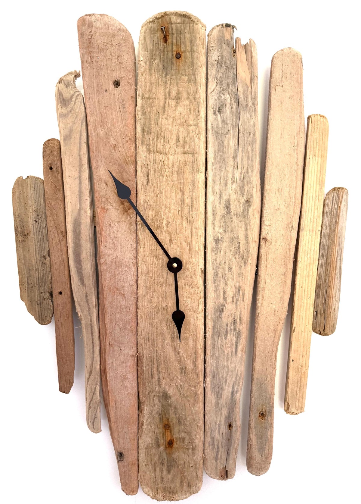 Large Handmade Driftwood Wall Clock – Rustic Reclaimed Wood Coastal Home Decor