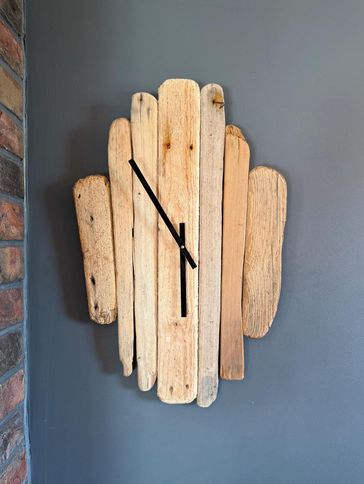 Large Handmade Driftwood Wall Clock – Rustic Reclaimed Wood Coastal Clock