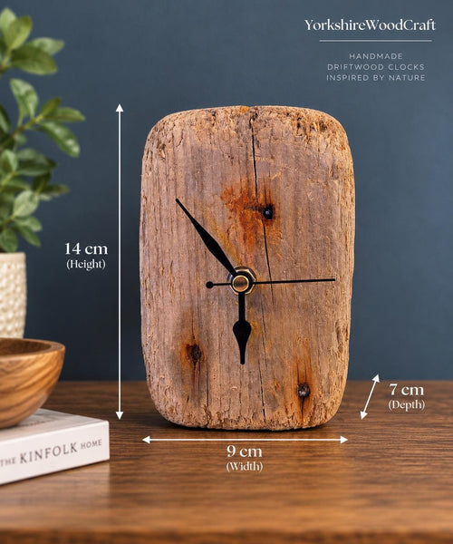 Handmade Driftwood Desk Clock – Rustic Wooden Table Clock Coastal Home Decor