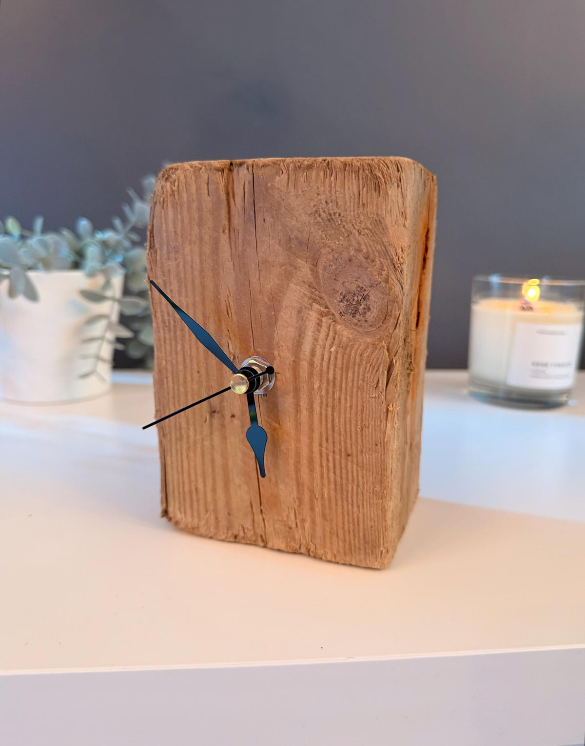 Handmade Driftwood Table Clock – Rustic Wooden Desk Clock Coastal Home Decor
