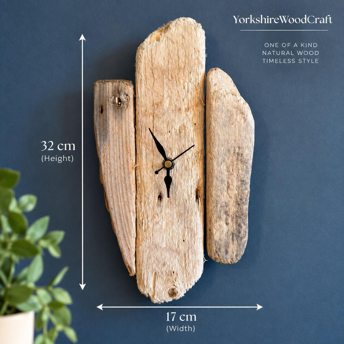 Small Handmade Driftwood Wall Clock – Rustic Coastal Wood Home Decor