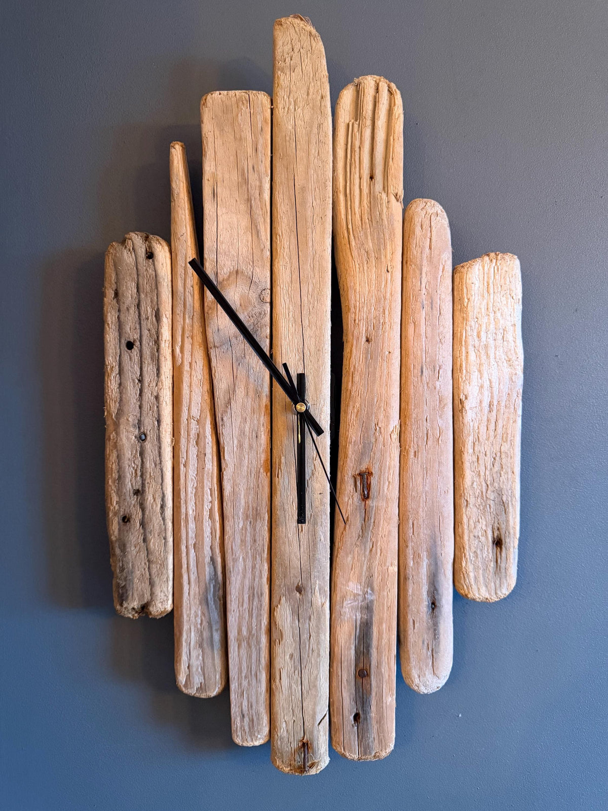 Handmade Driftwood Wall Clock – Rustic Reclaimed Wood Coastal Home Decor