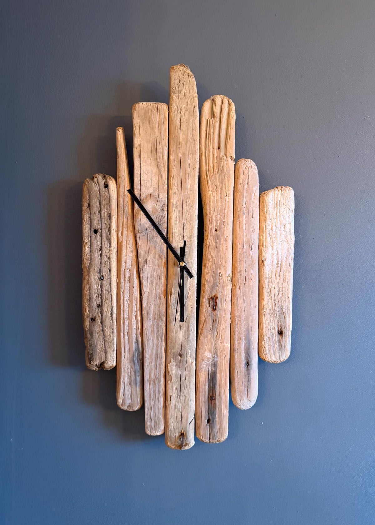 Handmade Driftwood Wall Clock – Rustic Reclaimed Wood Coastal Home Decor
