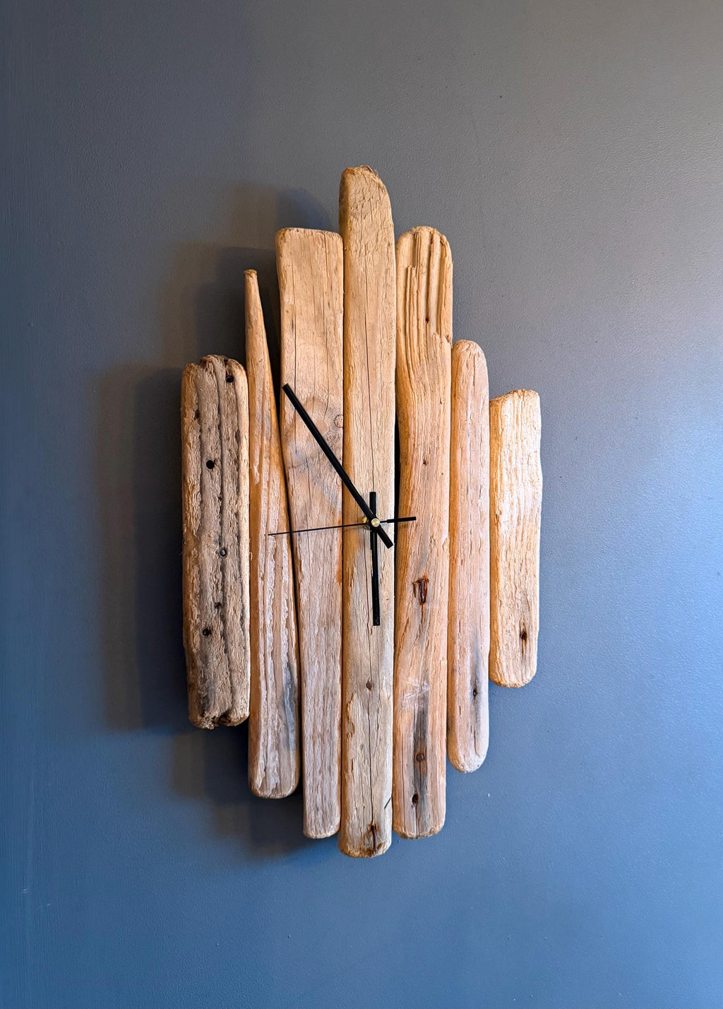 Handmade Driftwood Wall Clock – Rustic Reclaimed Wood Coastal Home Decor