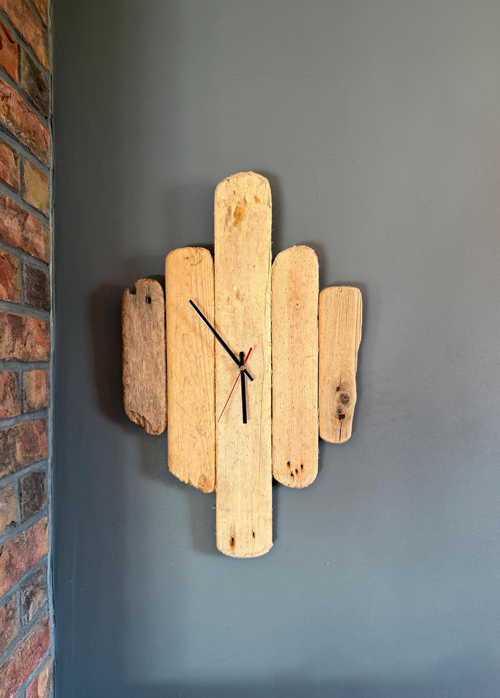 Large Handmade Driftwood Wall Clock – Reclaimed Wood Rustic Coastal Home Decor