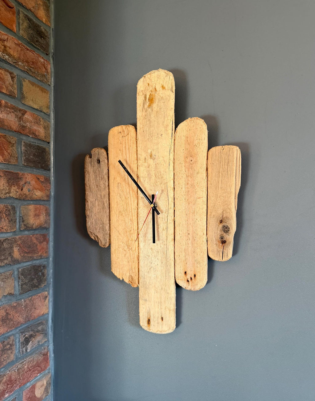 Large Handmade Driftwood Wall Clock – Reclaimed Wood Rustic Coastal Home Decor