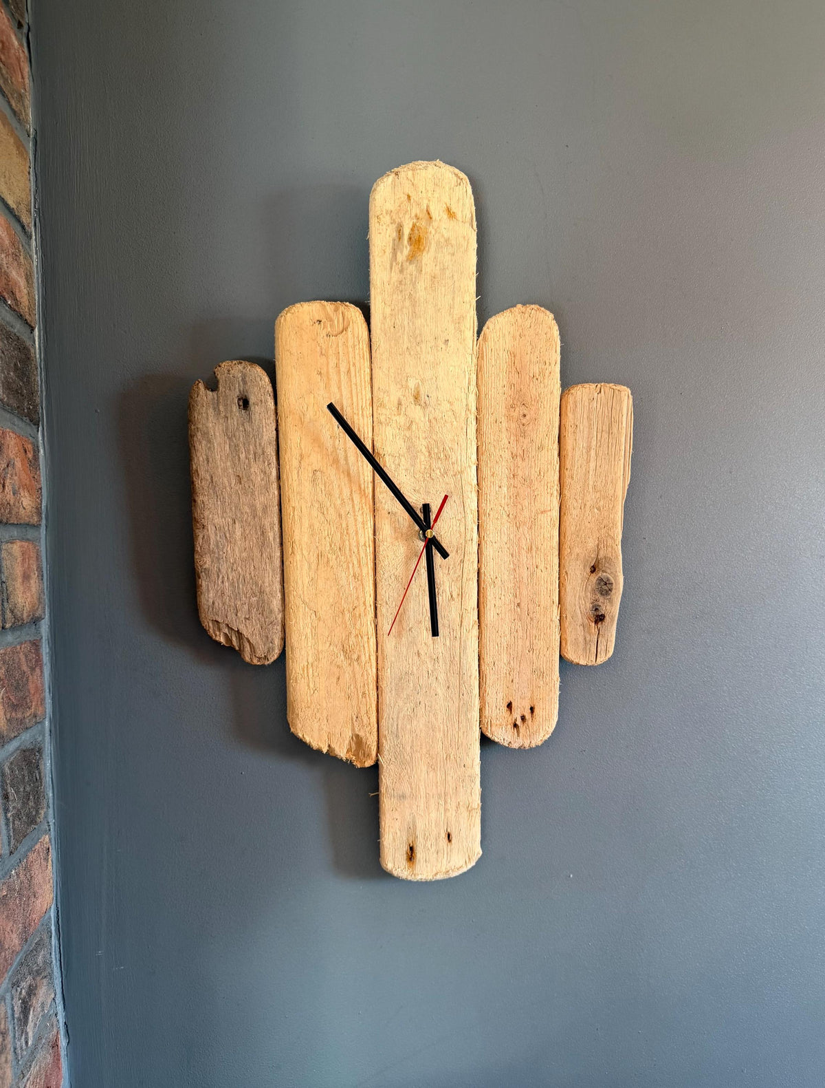 Large Handmade Driftwood Wall Clock – Reclaimed Wood Rustic Coastal Home Decor