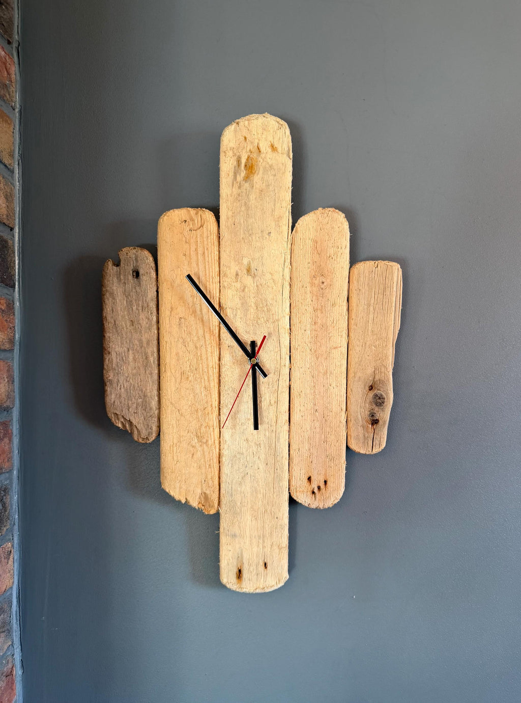 Large Handmade Driftwood Wall Clock – Reclaimed Wood Rustic Coastal Home Decor