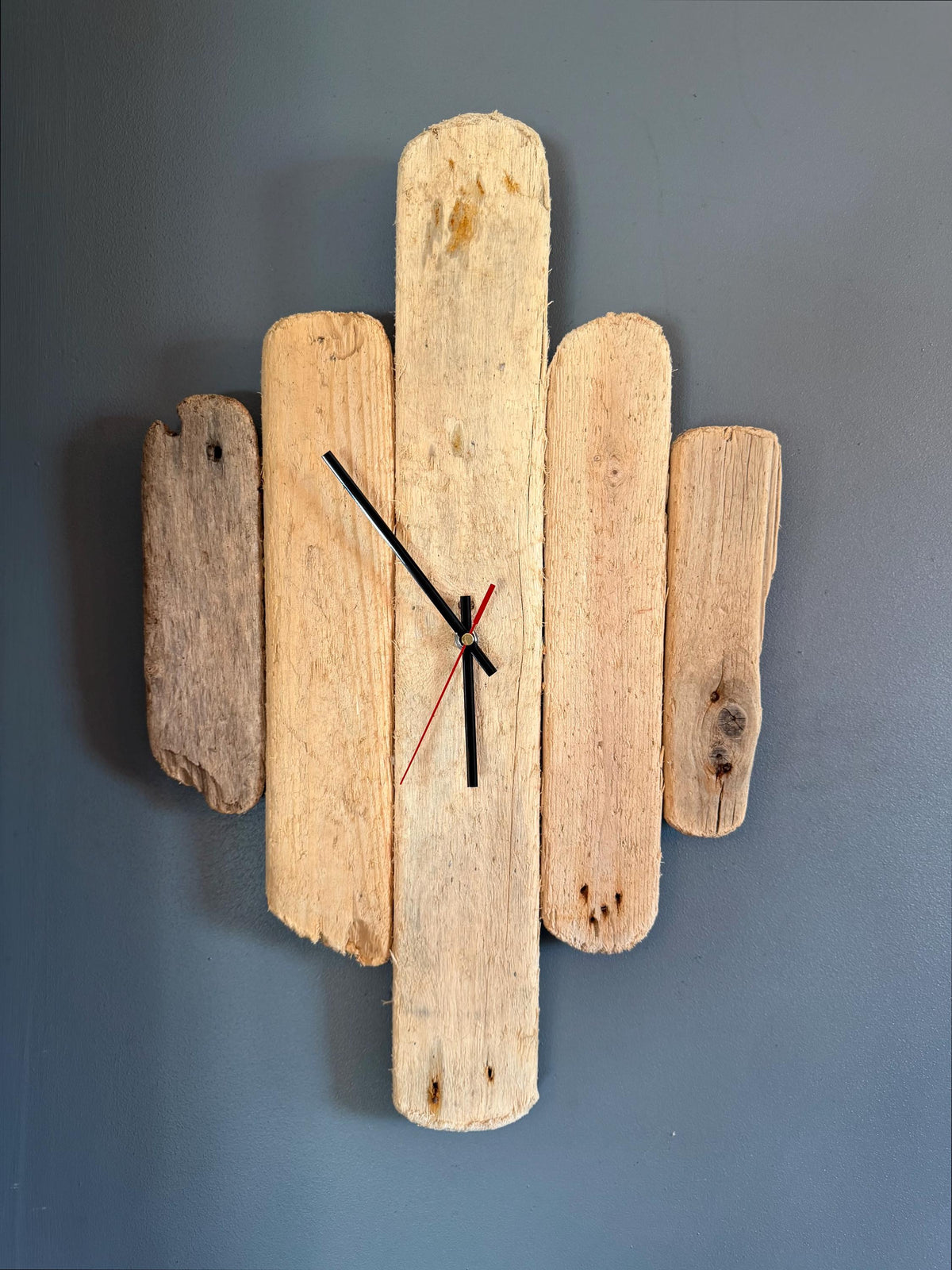 Large Handmade Driftwood Wall Clock – Reclaimed Wood Rustic Coastal Home Decor