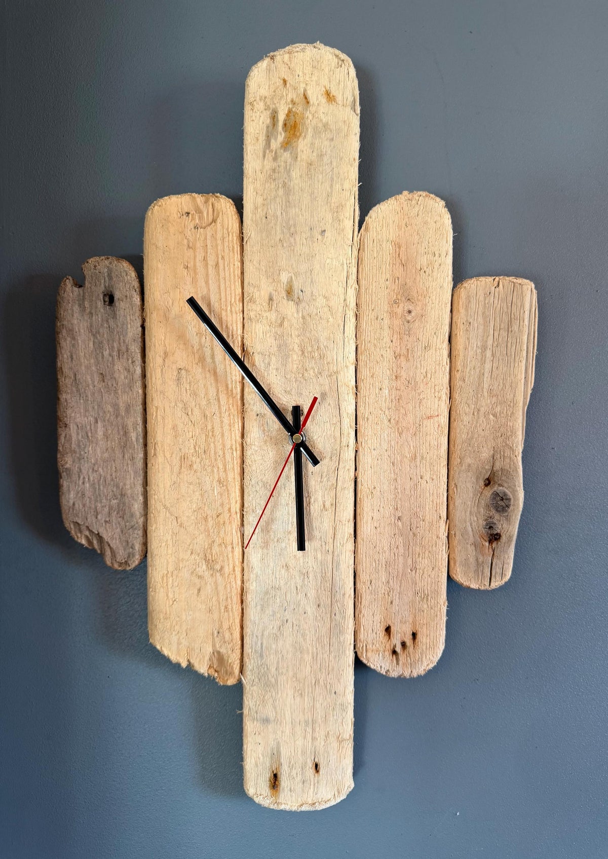 Large Handmade Driftwood Wall Clock – Reclaimed Wood Rustic Coastal Home Decor