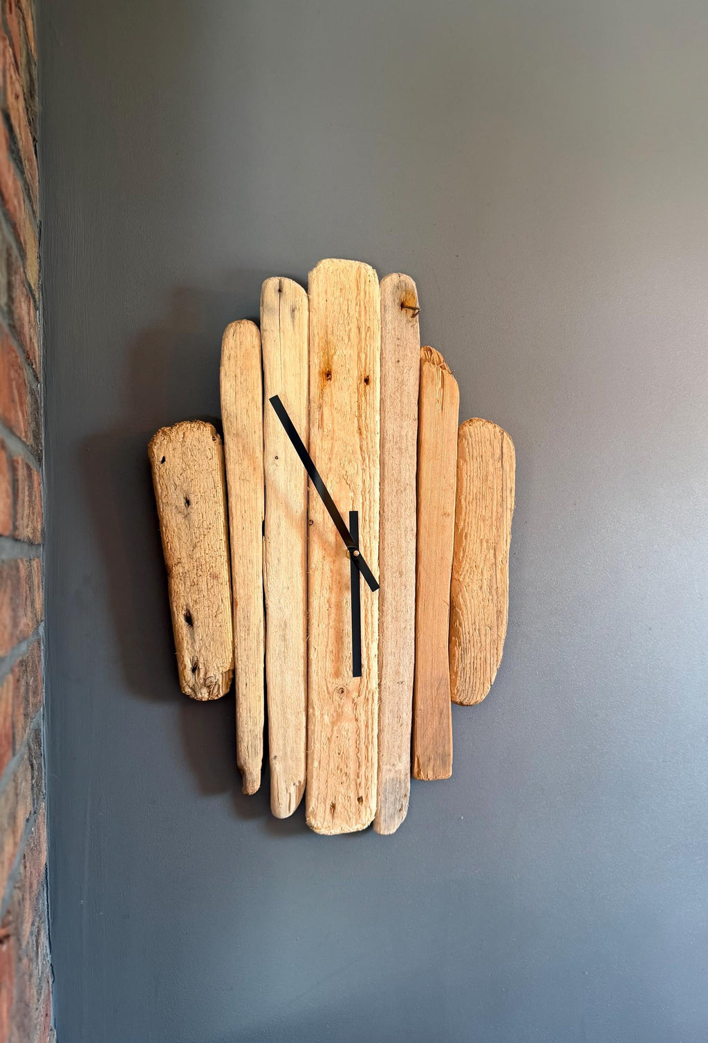 Large Handmade Driftwood Wall Clock – Rustic Reclaimed Wood Coastal Clock