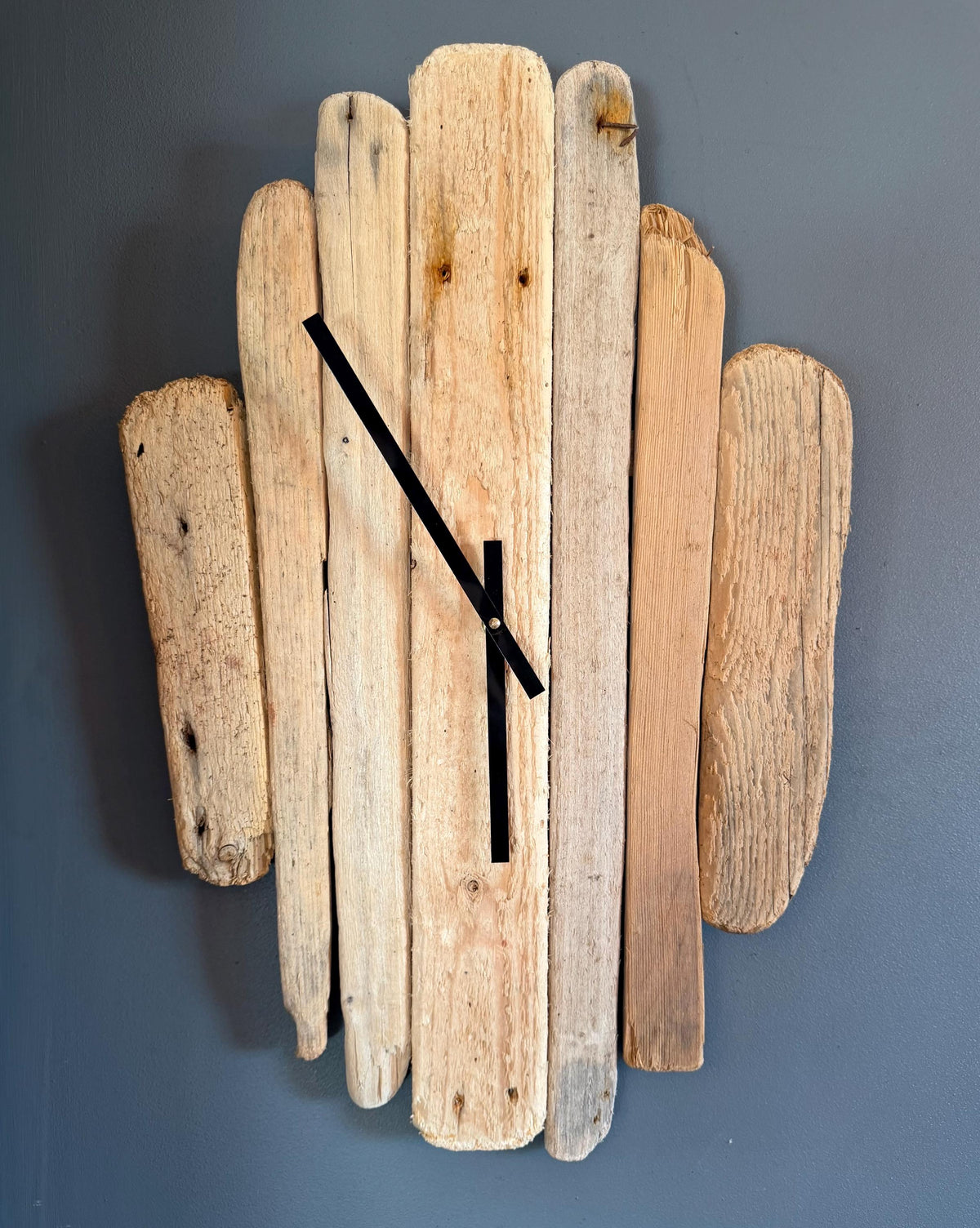 Large Handmade Driftwood Wall Clock – Rustic Reclaimed Wood Coastal Clock