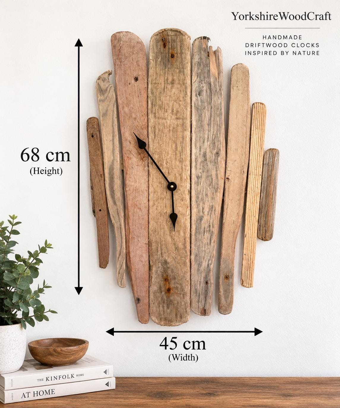 Large Handmade Driftwood Wall Clock – Rustic Reclaimed Wood Coastal Home Decor
