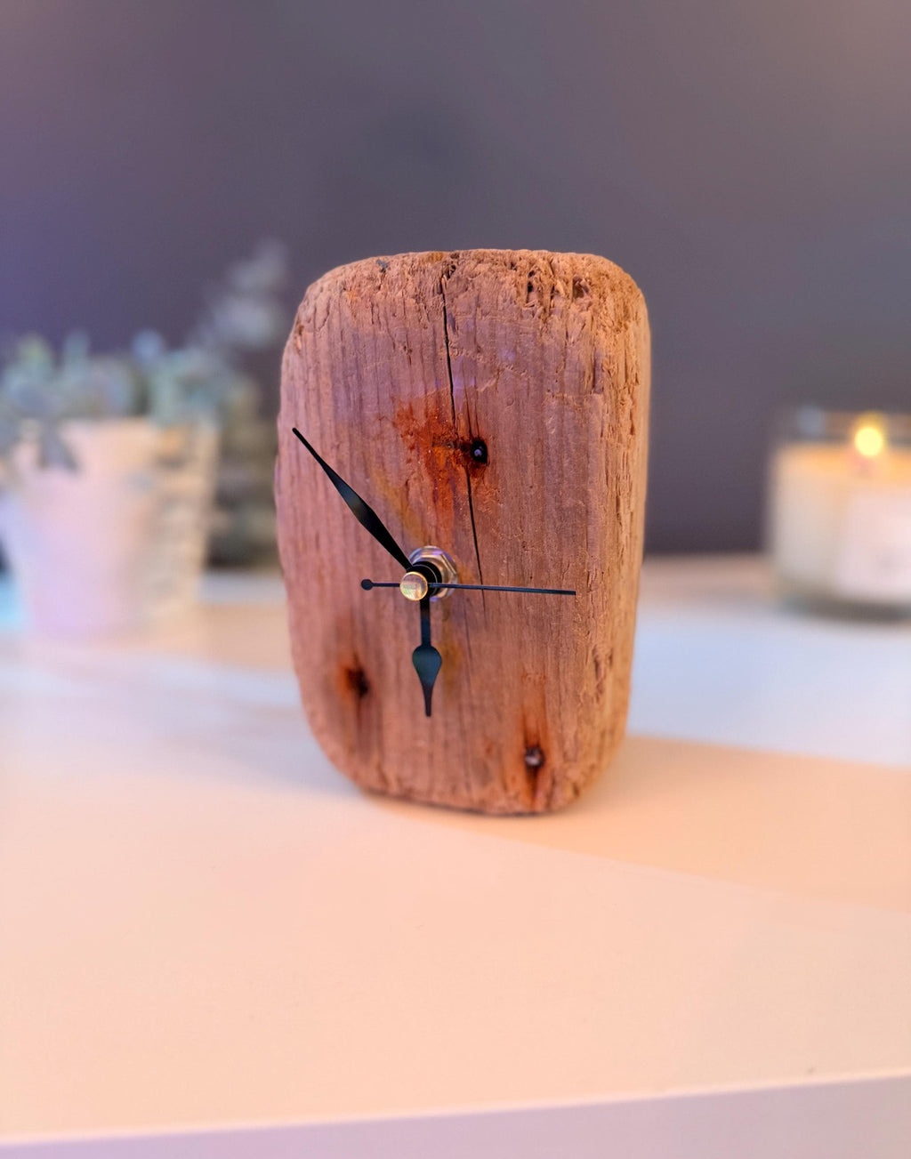 Handmade Driftwood Desk Clock – Rustic Wooden Table Clock Coastal Home Decor