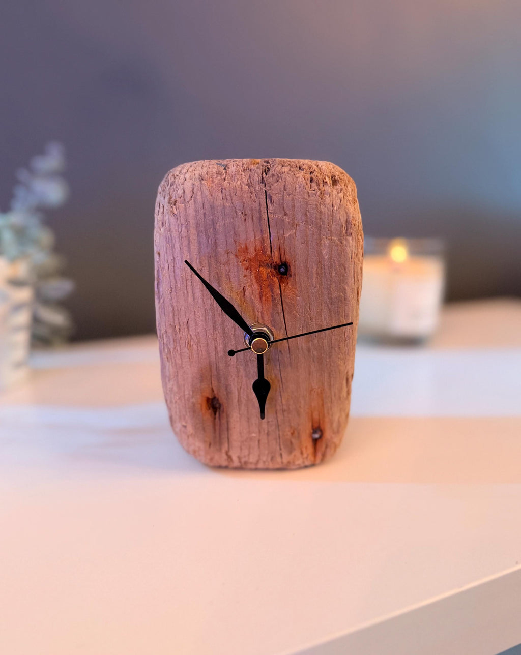 Handmade Driftwood Desk Clock – Rustic Wooden Table Clock Coastal Home Decor