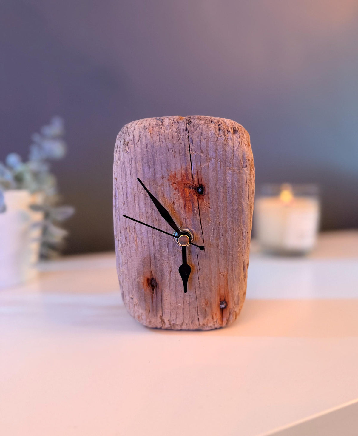 Handmade Driftwood Desk Clock – Rustic Wooden Table Clock Coastal Home Decor