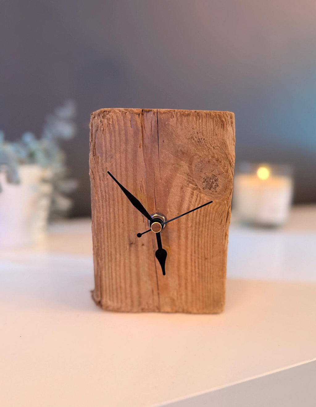 Handmade Driftwood Table Clock – Rustic Wooden Desk Clock Coastal Home Decor