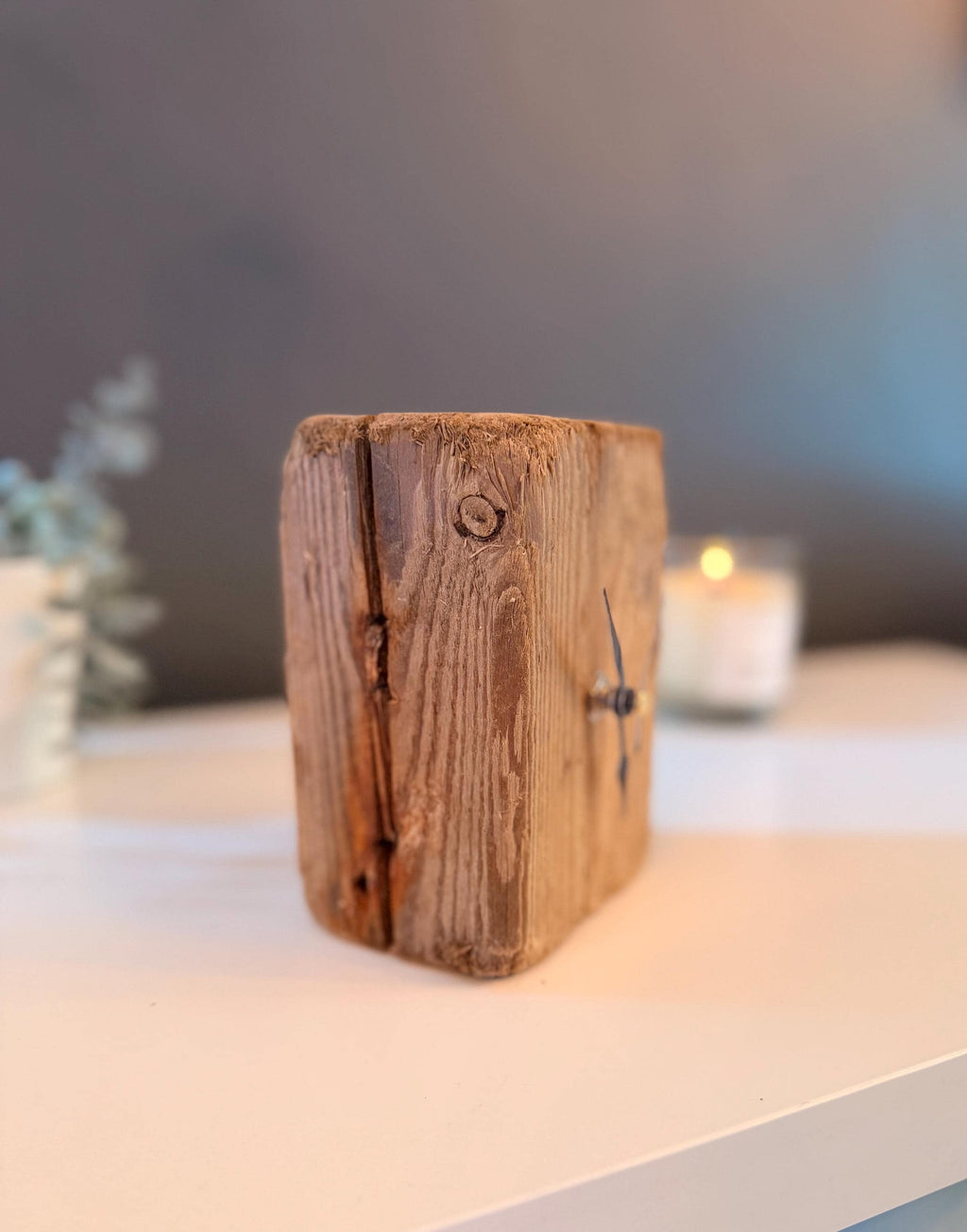 Handmade Driftwood Table Clock – Rustic Wooden Desk Clock Coastal Home Decor