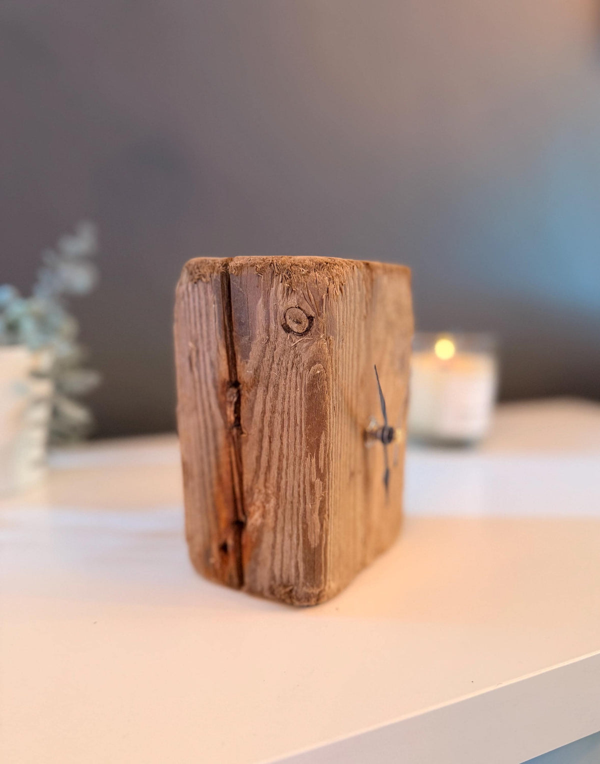 Handmade Driftwood Table Clock – Rustic Wooden Desk Clock Coastal Home Decor