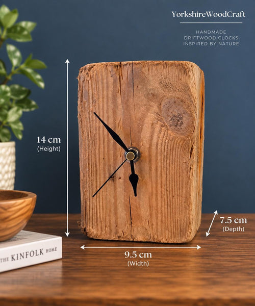 Handmade Driftwood Table Clock – Rustic Wooden Desk Clock Coastal Home Decor