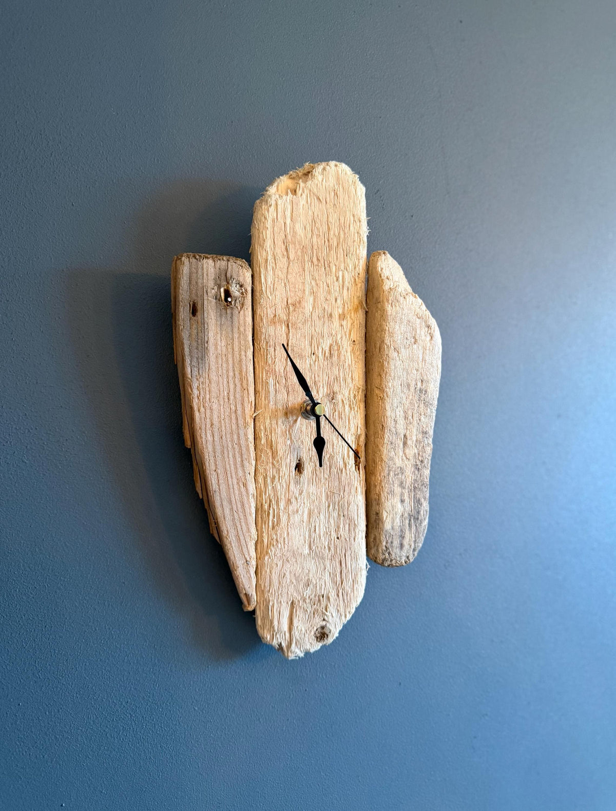 Small Handmade Driftwood Wall Clock – Rustic Coastal Wood Home Decor