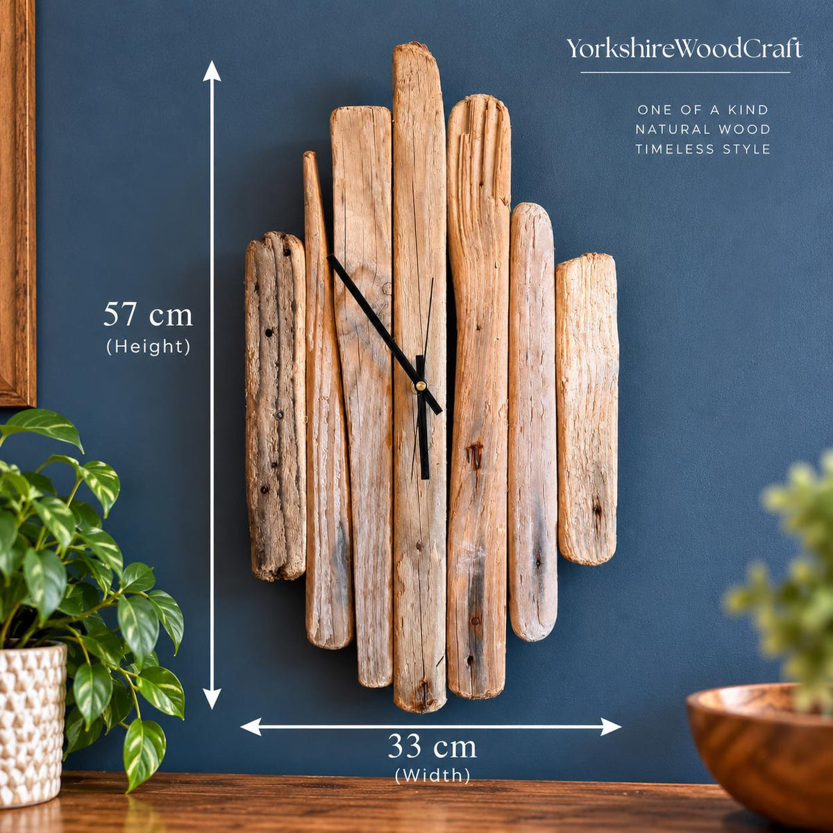 Handmade Driftwood Wall Clock – Rustic Reclaimed Wood Coastal Home Decor