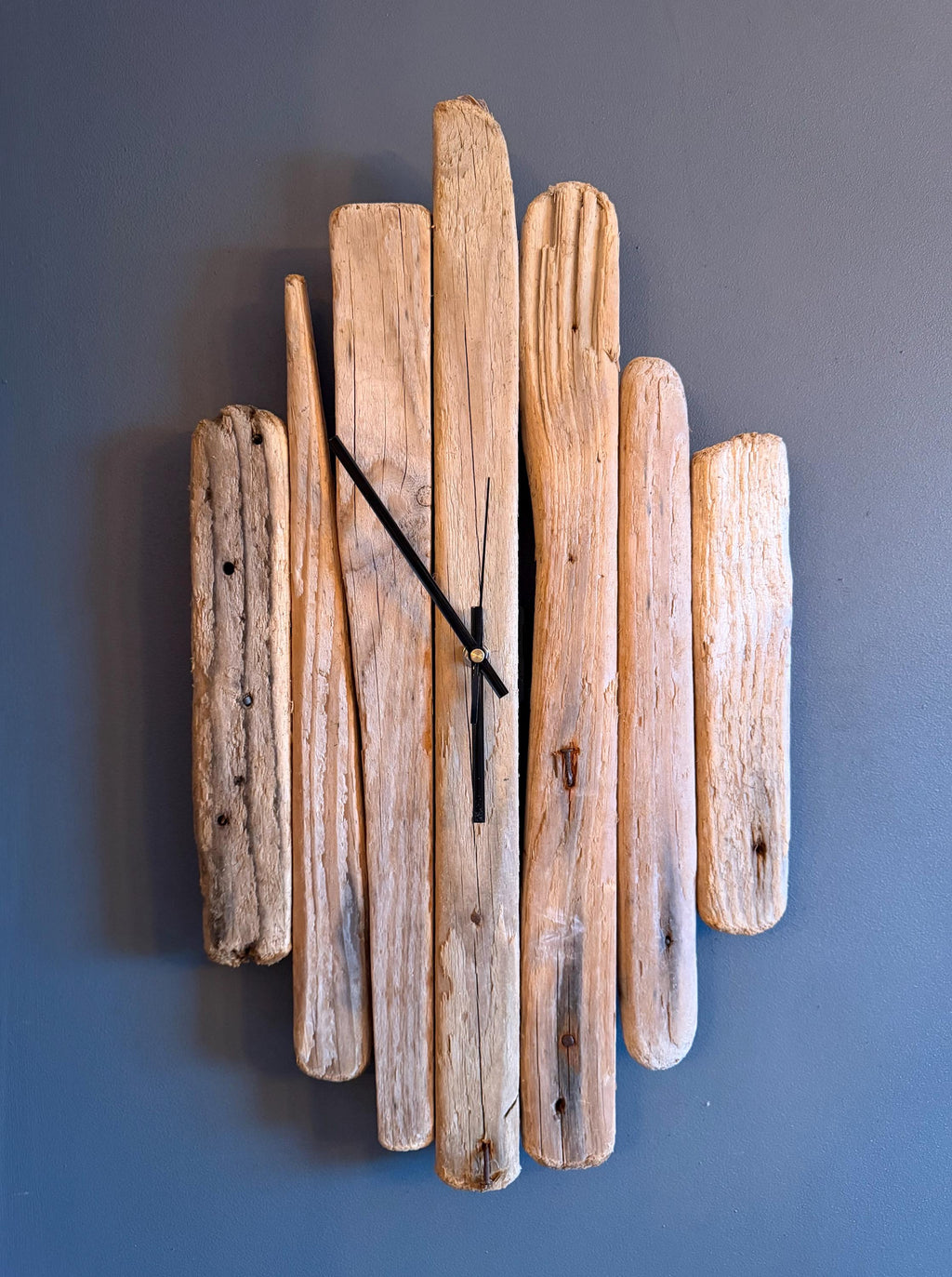 Handmade Driftwood Wall Clock – Rustic Reclaimed Wood Coastal Home Decor